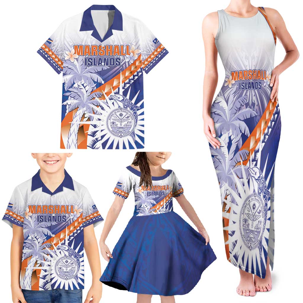 Personalised Marshall Islands Manit Day Family Matching Tank Maxi Dress and Hawaiian Shirt Polynesian Tribal Tattoo Tropical Style LT05 - Polynesian Pride