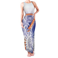 Personalised Marshall Islands Manit Day Family Matching Tank Maxi Dress and Hawaiian Shirt Polynesian Tribal Tattoo Tropical Style LT05 Mom's Dress Blue - Polynesian Pride