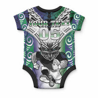 Custom New Zealand Warrior Baby Onesie Maori Tribal Pattern