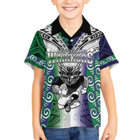 Custom New Zealand Warrior Family Matching Long Sleeve Bodycon Dress and Hawaiian Shirt Maori Tribal Pattern LT05 Son's Shirt Green - Polynesian Pride