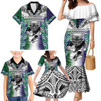 Custom New Zealand Warrior Family Matching Mermaid Dress and Hawaiian Shirt Maori Tribal Pattern LT05 - Polynesian Pride
