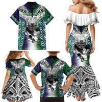 Custom New Zealand Warrior Family Matching Mermaid Dress and Hawaiian Shirt Maori Tribal Pattern LT05 - Polynesian Pride