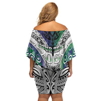 Custom New Zealand Warrior Family Matching Off Shoulder Short Dress and Hawaiian Shirt Maori Tribal Pattern LT05 - Polynesian Pride