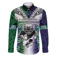 Custom New Zealand Warrior Family Matching Short Sleeve Bodycon Dress and Hawaiian Shirt Maori Tribal Pattern LT05 Dad's Shirt - Long Sleeve Green - Polynesian Pride