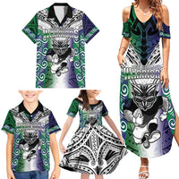Custom New Zealand Warrior Family Matching Summer Maxi Dress and Hawaiian Shirt Maori Tribal Pattern LT05 - Polynesian Pride