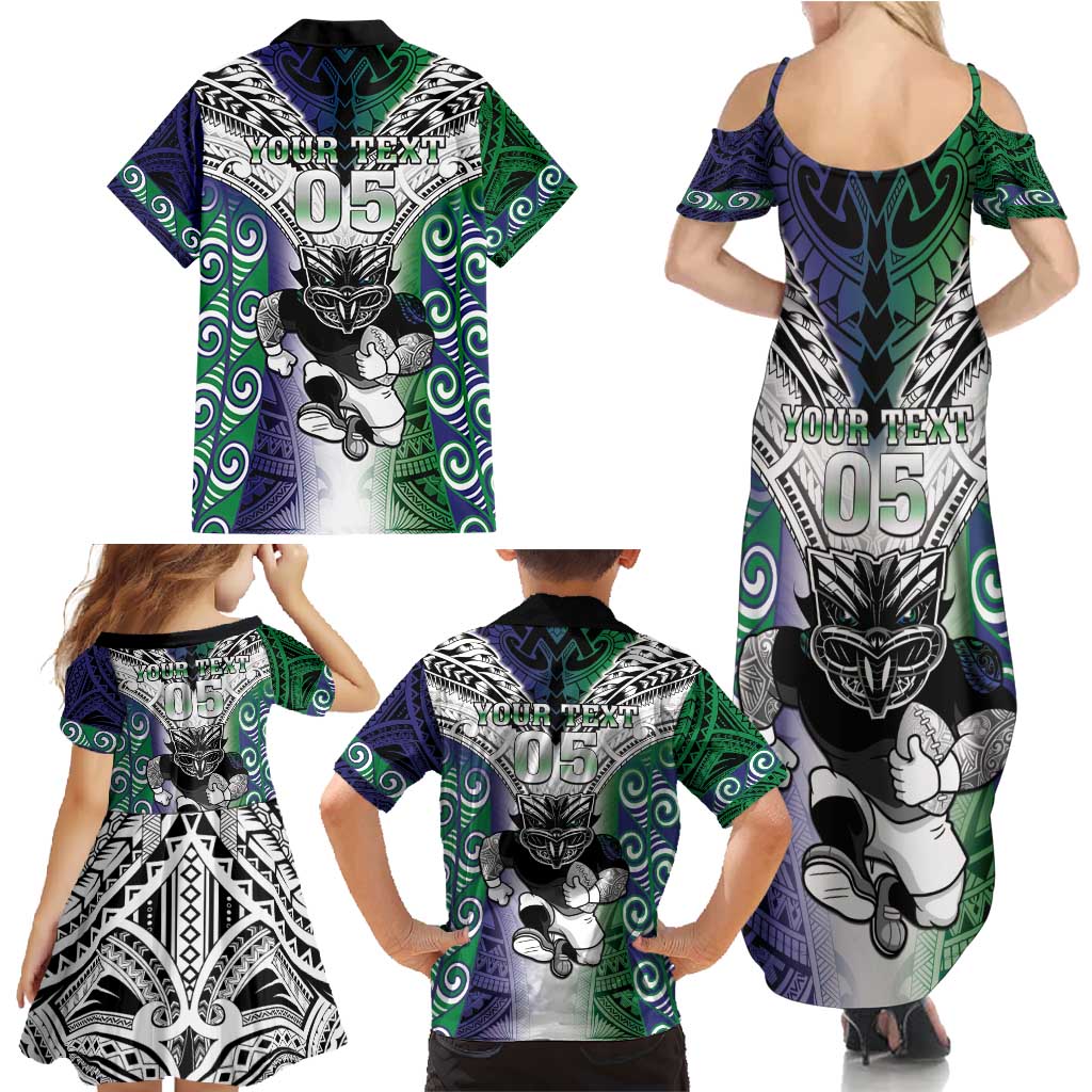 Custom New Zealand Warrior Family Matching Summer Maxi Dress and Hawaiian Shirt Maori Tribal Pattern LT05 - Polynesian Pride