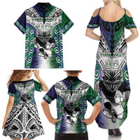 Custom New Zealand Warrior Family Matching Summer Maxi Dress and Hawaiian Shirt Maori Tribal Pattern LT05 - Polynesian Pride
