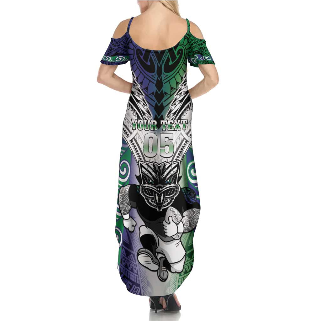 Custom New Zealand Warrior Family Matching Summer Maxi Dress and Hawaiian Shirt Maori Tribal Pattern LT05 - Polynesian Pride