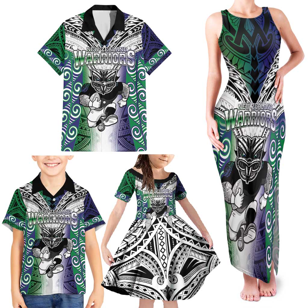 Custom New Zealand Warrior Family Matching Tank Maxi Dress and Hawaiian Shirt Maori Tribal Pattern LT05 - Polynesian Pride