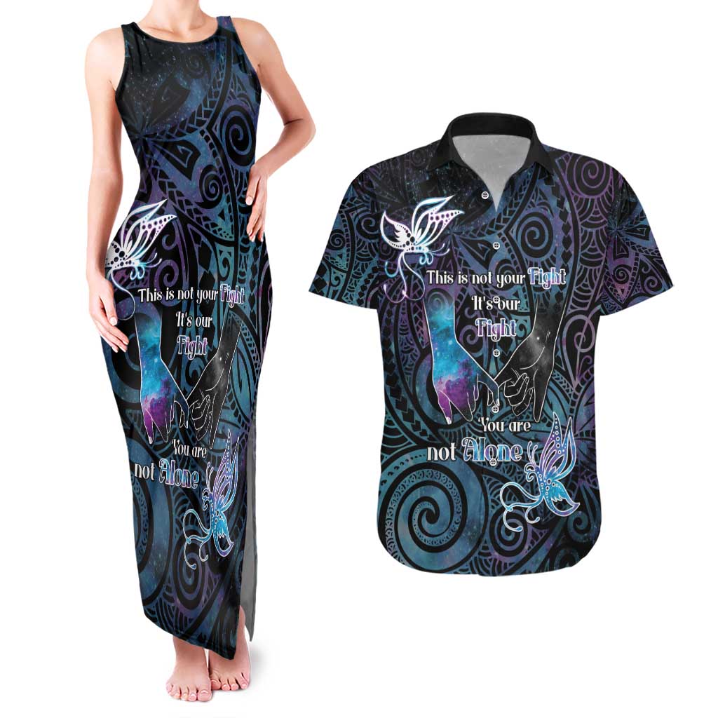 Suicide Awareness Couples Matching Tank Maxi Dress and Hawaiian Shirt You Are Not Alone LT05 Black - Polynesian Pride