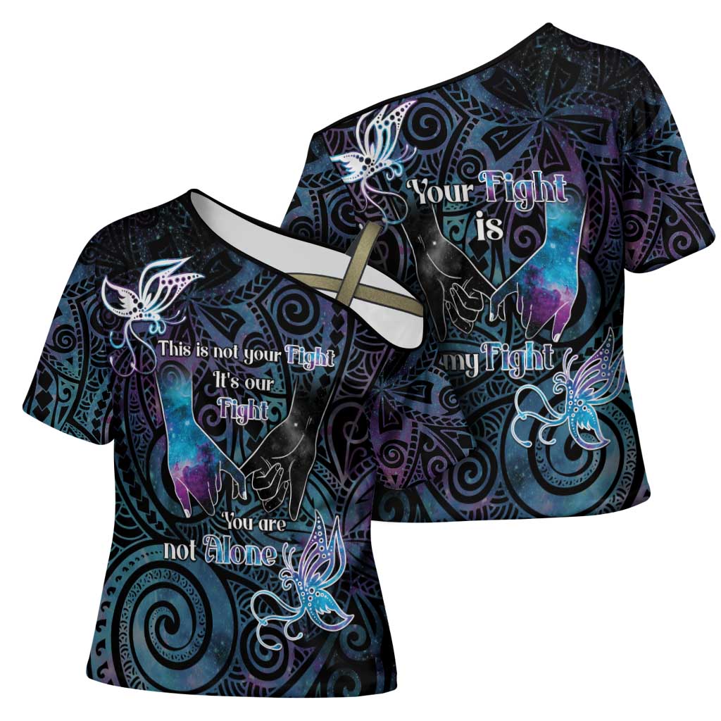 Suicide Awareness Cross Shoulder Shirt You Are Not Alone - Polynesian Pride