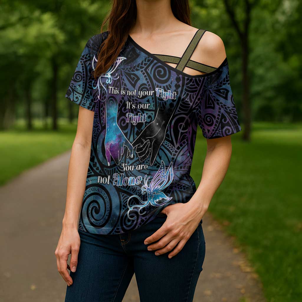 Suicide Awareness Cross Shoulder Shirt You Are Not Alone - Polynesian Pride