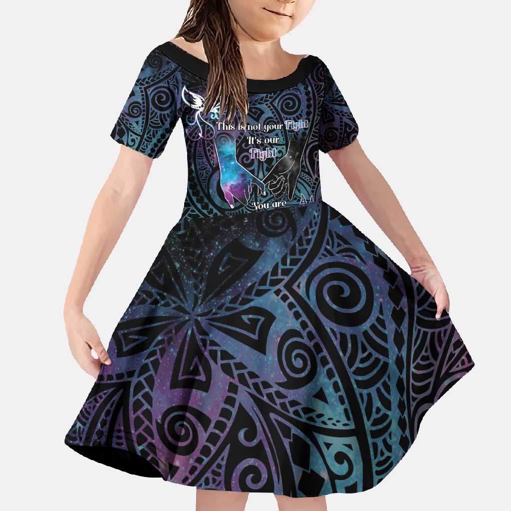 Suicide Awareness Family Matching Long Sleeve Bodycon Dress and Hawaiian Shirt You Are Not Alone LT05 Daughter's Dress Black - Polynesian Pride