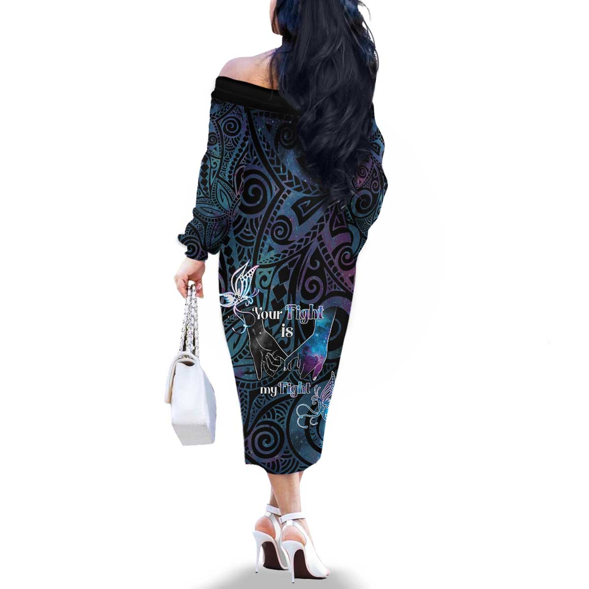 Suicide Awareness Family Matching Off The Shoulder Long Sleeve Dress and Hawaiian Shirt You Are Not Alone LT05 - Polynesian Pride