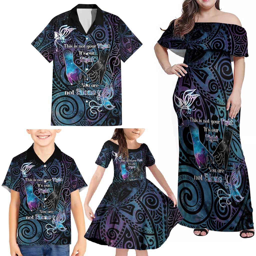 Suicide Awareness Family Matching Off Shoulder Maxi Dress and Hawaiian Shirt You Are Not Alone LT05 - Polynesian Pride