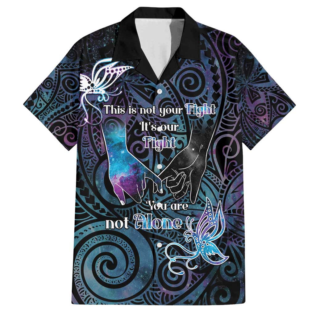 Suicide Awareness Family Matching Off Shoulder Short Dress and Hawaiian Shirt You Are Not Alone - Polynesian Pride