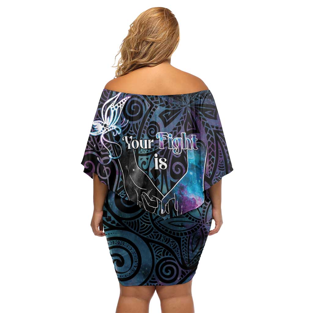 Suicide Awareness Family Matching Off Shoulder Short Dress and Hawaiian Shirt You Are Not Alone - Polynesian Pride