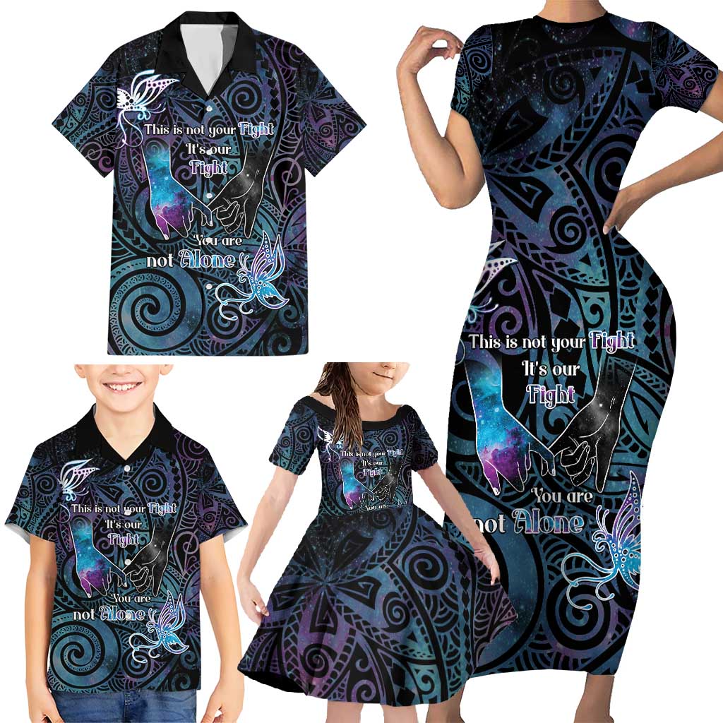 Suicide Awareness Family Matching Short Sleeve Bodycon Dress and Hawaiian Shirt You Are Not Alone LT05 - Polynesian Pride