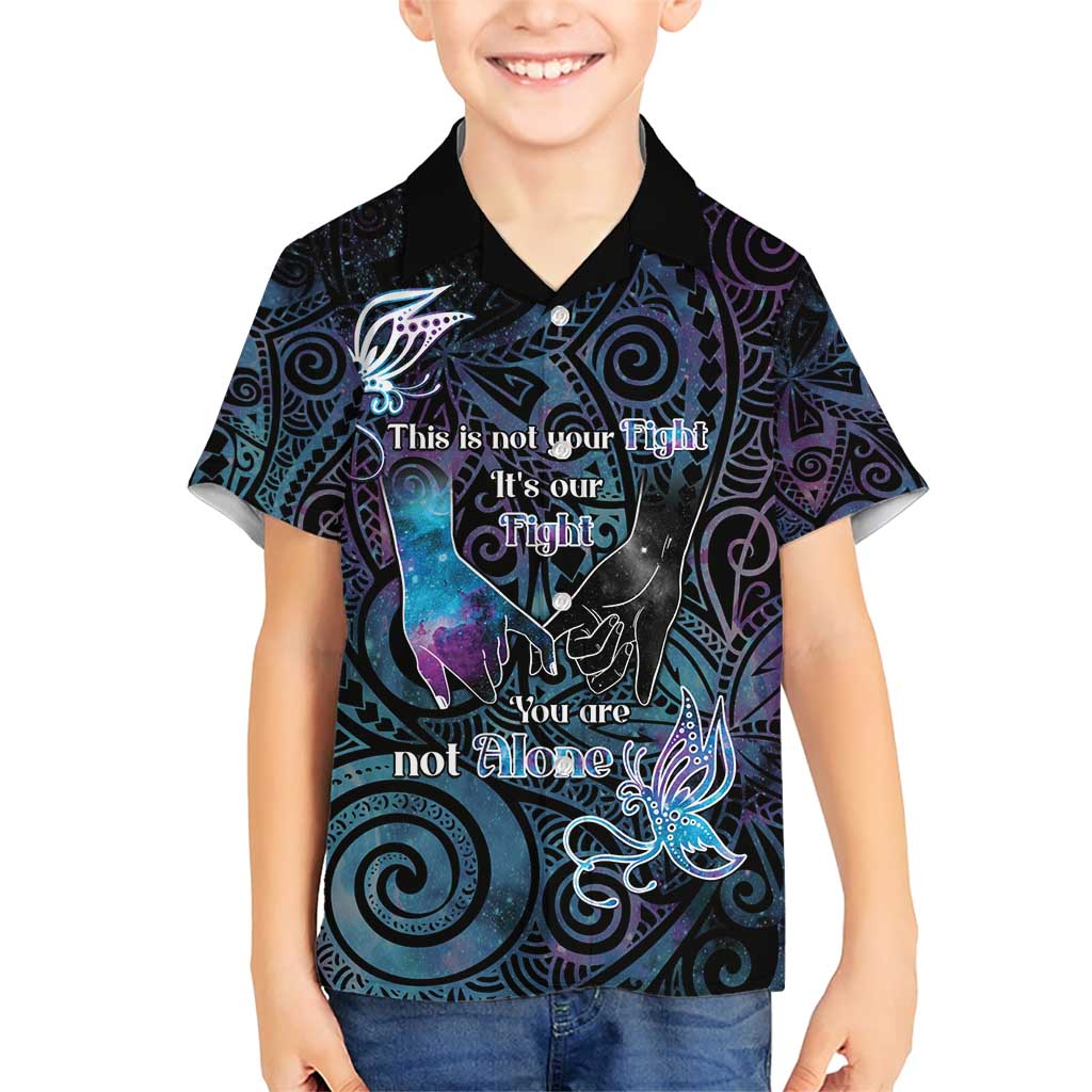 Suicide Awareness Family Matching Short Sleeve Bodycon Dress and Hawaiian Shirt You Are Not Alone LT05 Son's Shirt Black - Polynesian Pride