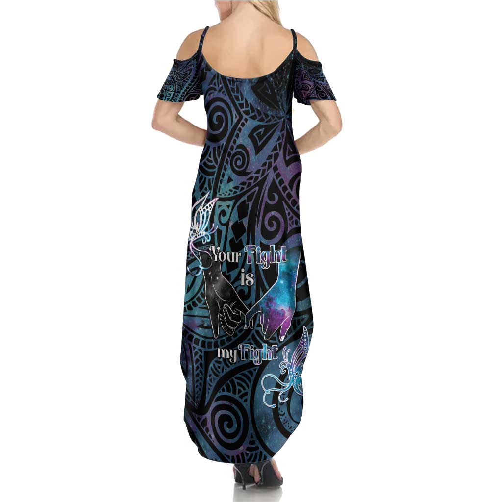 Suicide Awareness Family Matching Summer Maxi Dress and Hawaiian Shirt You Are Not Alone - Polynesian Pride