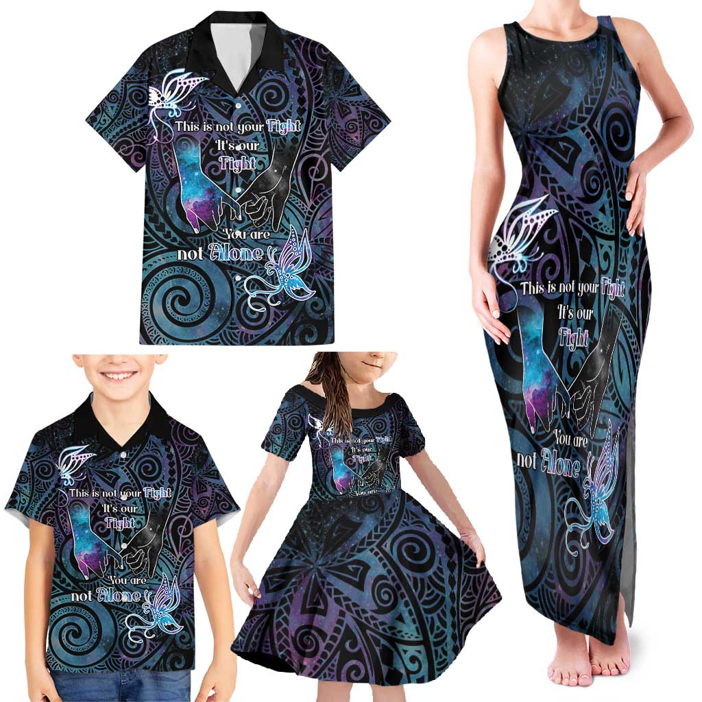 Suicide Awareness Family Matching Tank Maxi Dress and Hawaiian Shirt You Are Not Alone - Polynesian Pride