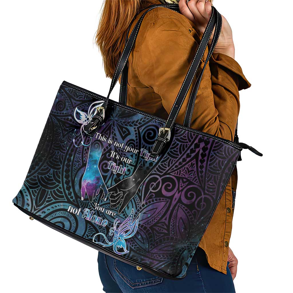 Suicide Awareness Leather Tote Bag You Are Not Alone - Polynesian Pride