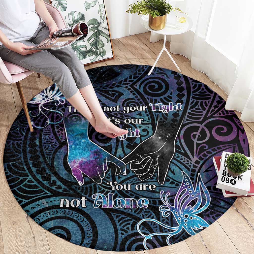 Suicide Awareness Round Carpet You Are Not Alone - Polynesian Pride