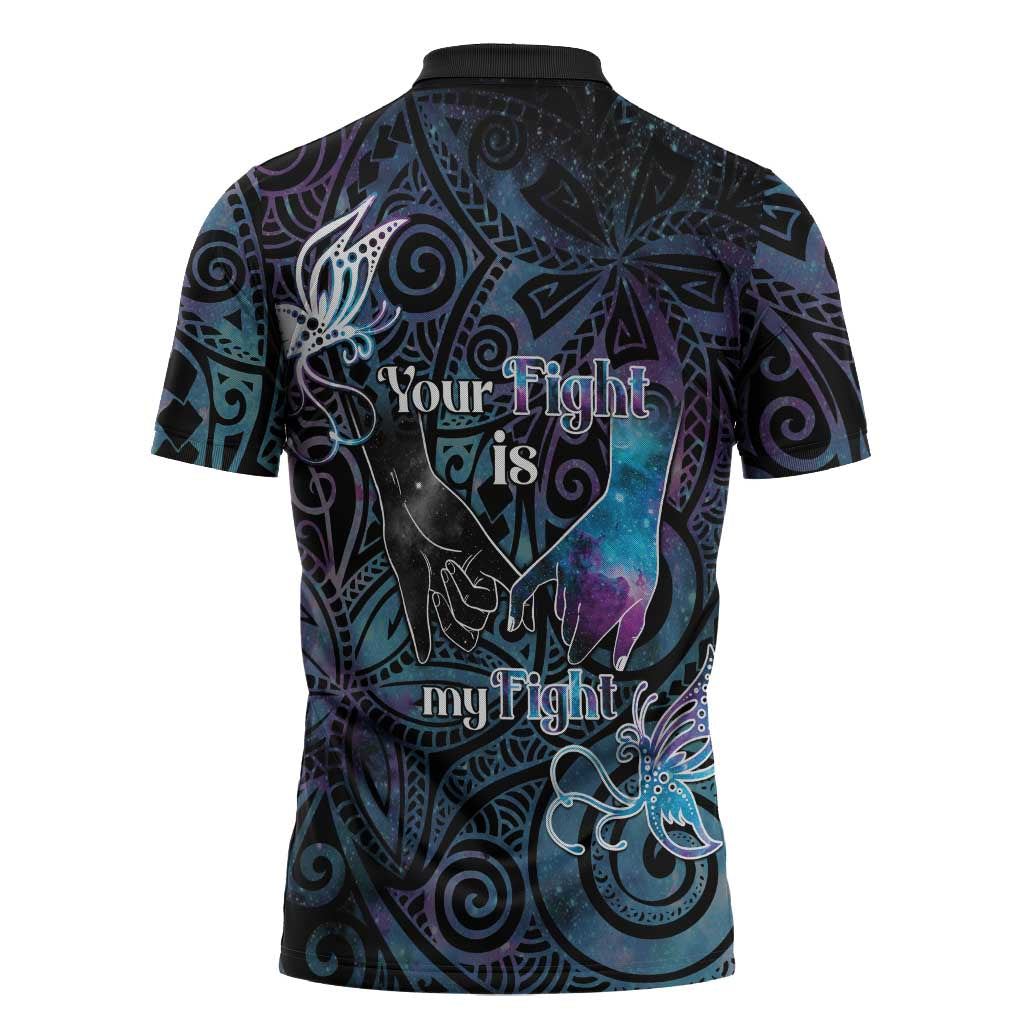 Suicide Awareness Zipper Polo Shirt You Are Not Alone - Polynesian Pride