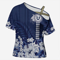 Personalized Utah State Cross Shoulder Shirt Polynesian Style LT05 Female Blue - Polynesian Pride