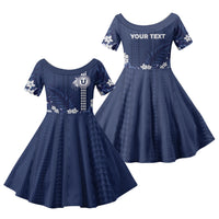 Personalized Utah State Family Matching Mermaid Dress and Hawaiian Shirt Polynesian Style LT05 Daughter's Dress Blue - Polynesian Pride