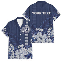 Personalized Utah State Family Matching Off Shoulder Short Dress and Hawaiian Shirt Polynesian Style LT05 Dad's Shirt - Short Sleeve Blue - Polynesian Pride