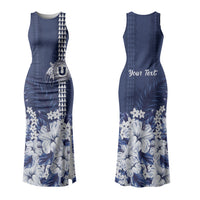 Personalized Utah State Family Matching Tank Maxi Dress and Hawaiian Shirt Polynesian Style LT05 Mom's Dress Blue - Polynesian Pride