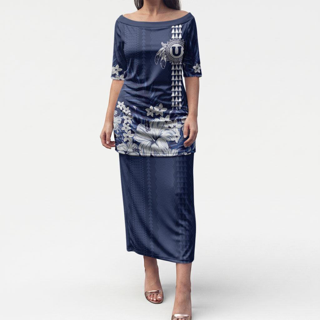 Personalized Utah State Puletasi Polynesian Style LT05 Long Dress Blue - Polynesian Pride