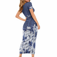 Personalized Utah State Short Sleeve Bodycon Dress Polynesian Style LT05 - Polynesian Pride