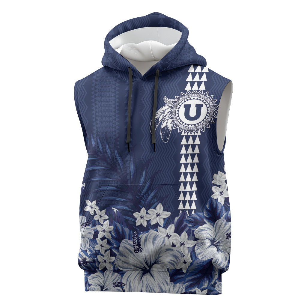 Personalized Utah State Sleeveless Hoodie Polynesian Style LT05 Blue - Polynesian Pride