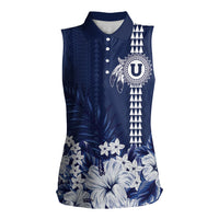 Personalized Utah State Women Sleeveless Polo Shirt Polynesian Style LT05 Female Blue - Polynesian Pride