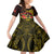 Papua New Guinea Kid Short Sleeve Dress Coat Of Arms Tropical Flowers Polynesian Pattern LT05 KID Yellow - Polynesian Pride