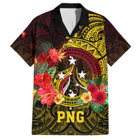 Personalized Papua New Guinea Family Matching Summer Maxi Dress and Hawaiian Shirt Coat Of Arms Tropical Flowers Polynesian Pattern LT05 Dad's Shirt - Short Sleeve Yellow - Polynesian Pride