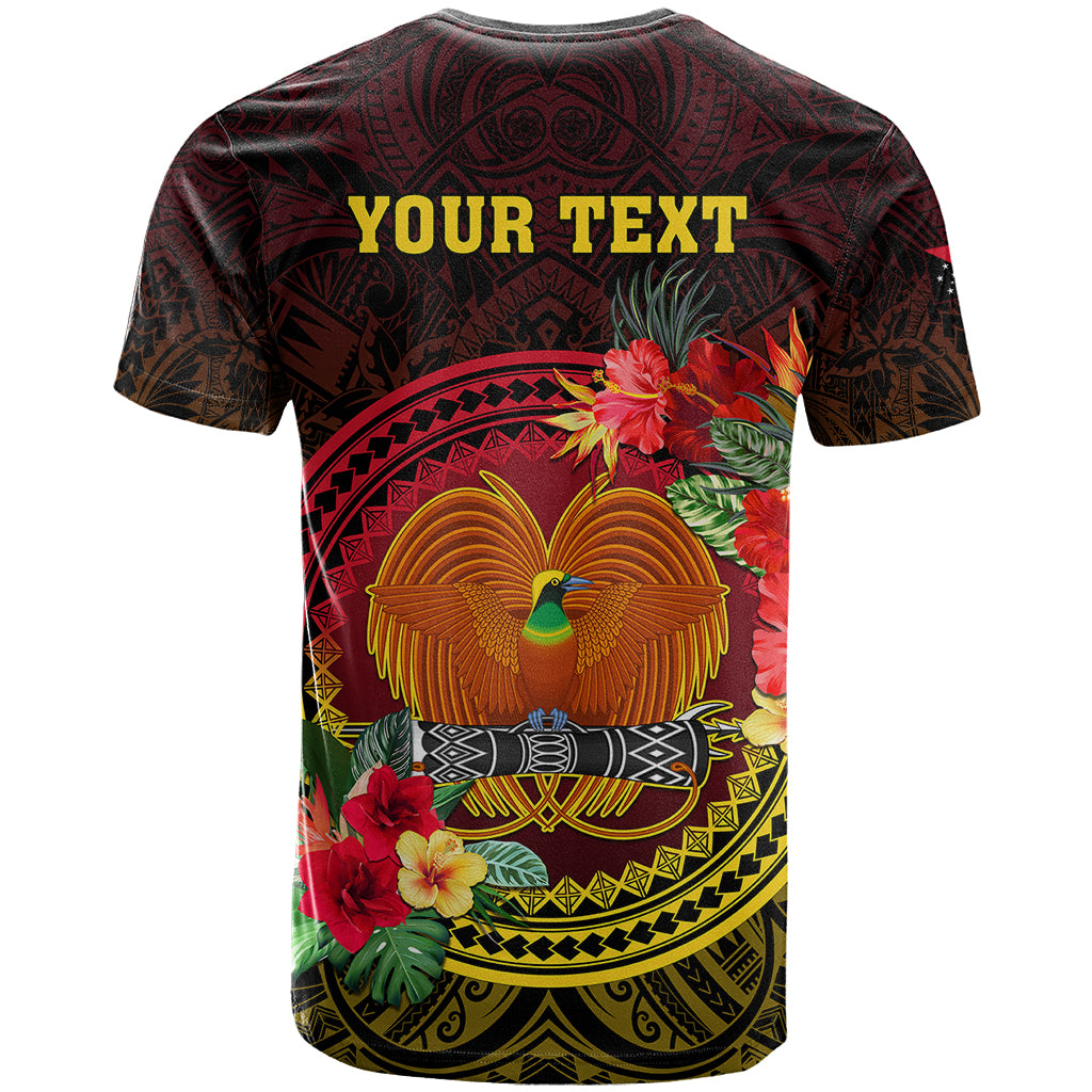 Personalized Papua New Guinea T Shirt Coat Of Arms Tropical Flowers Polynesian Pattern LT05 - Polynesian Pride