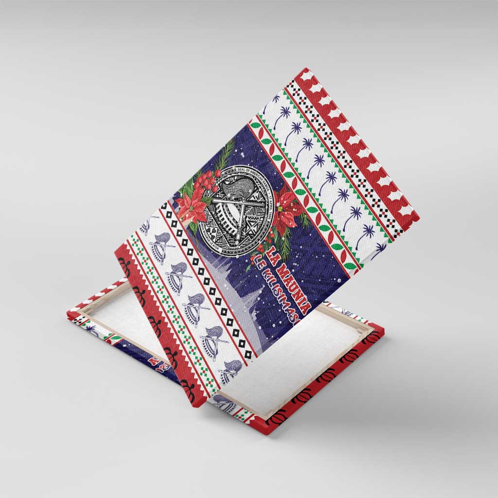 American Samoa Christmas Canvas Wall Art Poinsettia La Maunia Le Kilisimasi