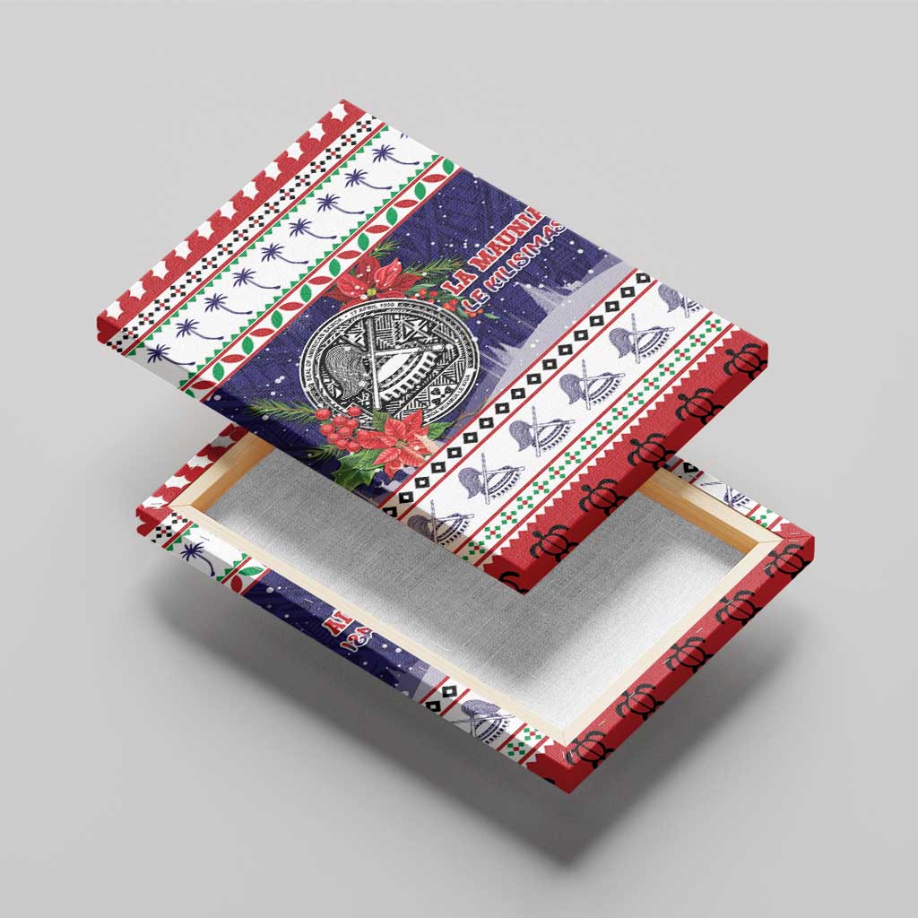 American Samoa Christmas Canvas Wall Art Poinsettia La Maunia Le Kilisimasi