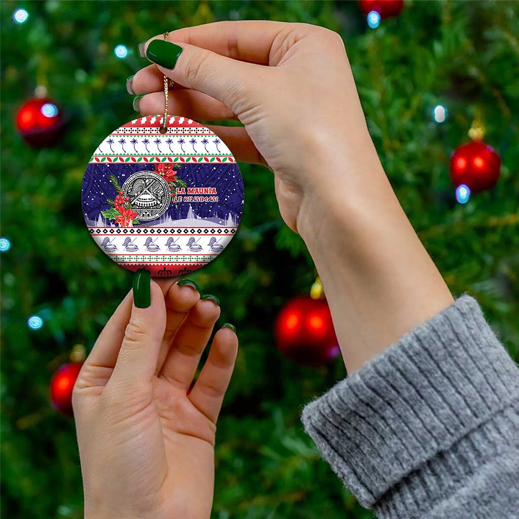 American Samoa Christmas Ceramic Ornament Poinsettia La Maunia Le Kilisimasi LT05 - Polynesian Pride