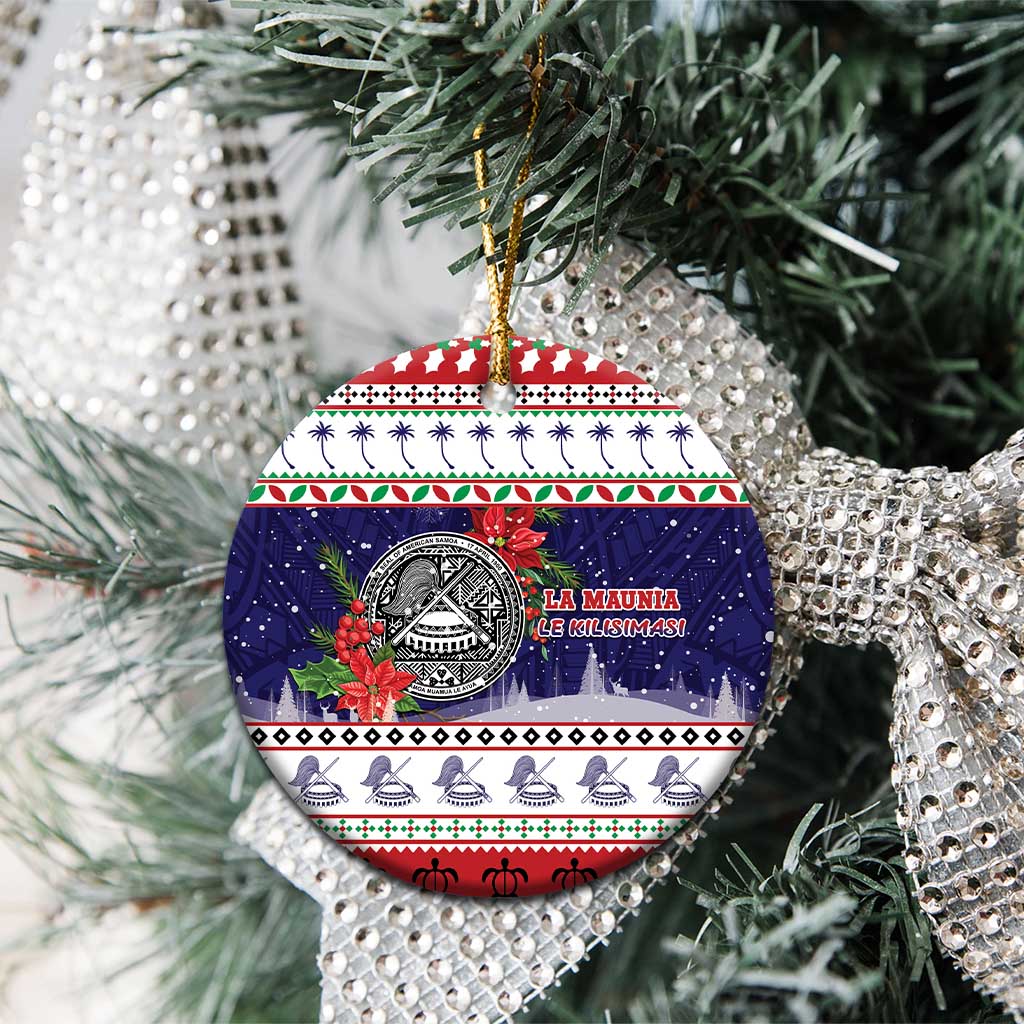 American Samoa Christmas Ceramic Ornament Poinsettia La Maunia Le Kilisimasi LT05 - Polynesian Pride