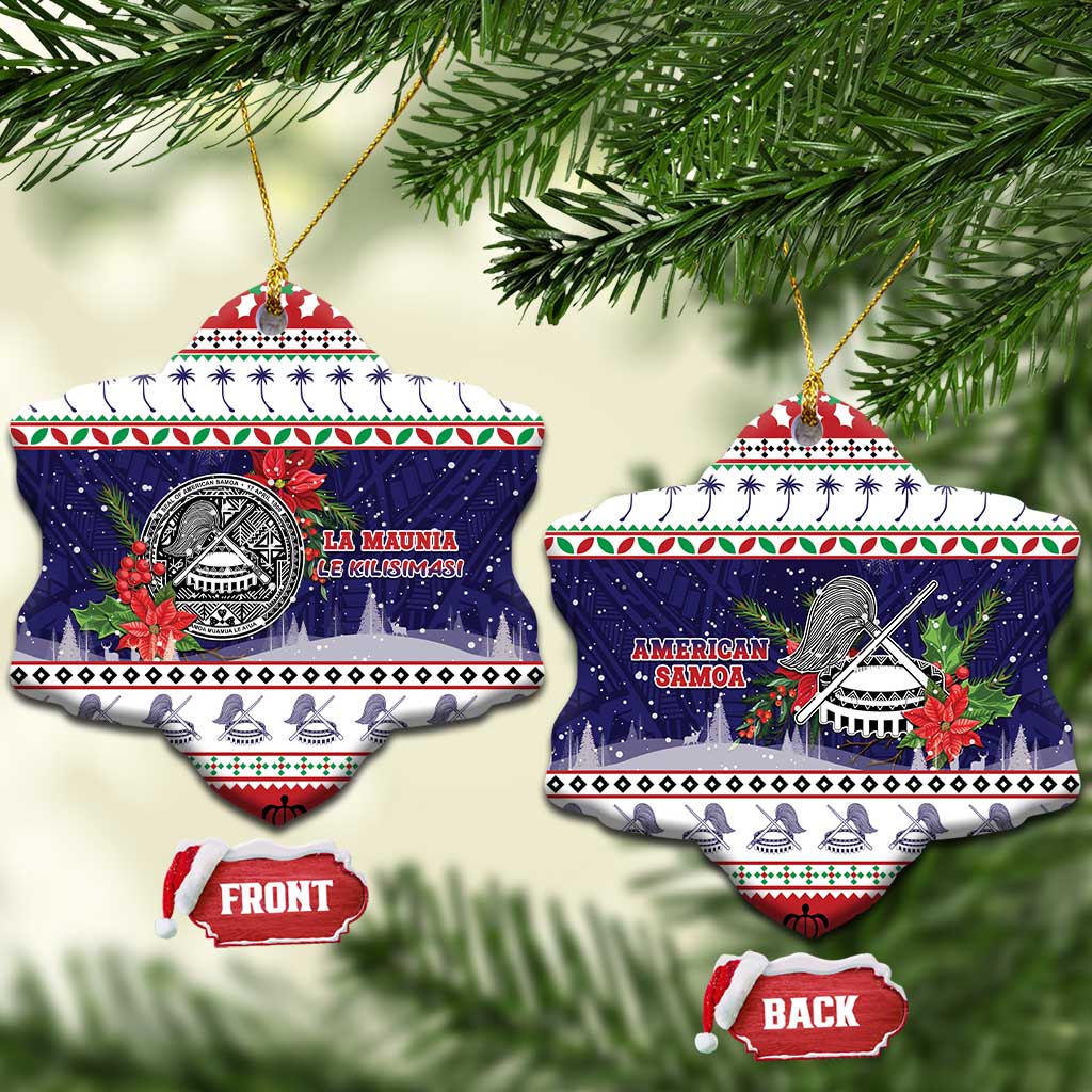 American Samoa Christmas Ceramic Ornament Poinsettia La Maunia Le Kilisimasi LT05 Snow Flake White - Polynesian Pride