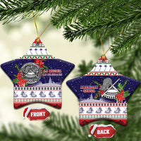 American Samoa Christmas Ceramic Ornament Poinsettia La Maunia Le Kilisimasi LT05 Star White - Polynesian Pride