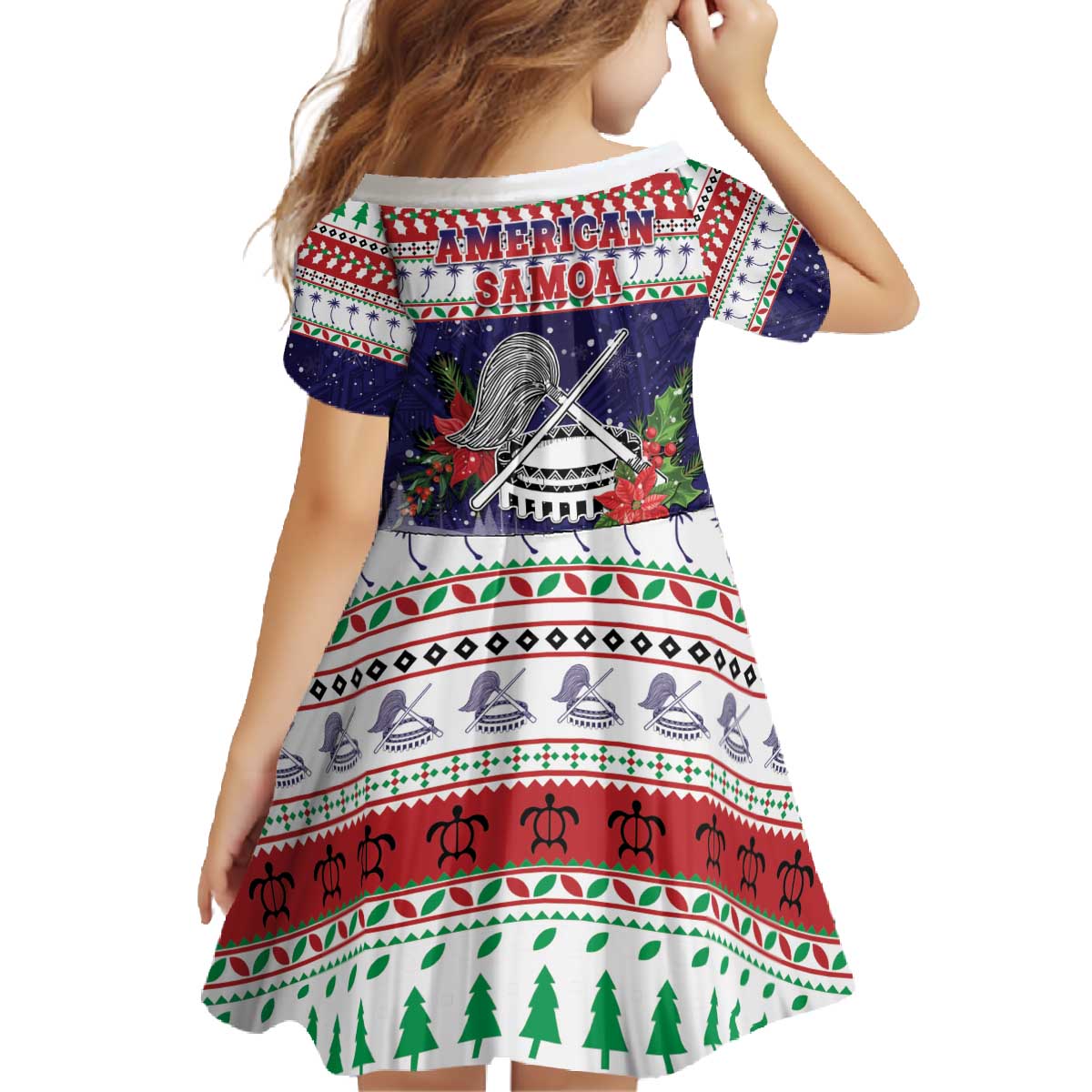 American Samoa Christmas Family Matching Off The Shoulder Long Sleeve Dress and Hawaiian Shirt Poinsettia La Maunia Le Kilisimasi LT05 - Polynesian Pride