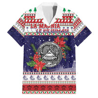 American Samoa Christmas Family Matching Off The Shoulder Long Sleeve Dress and Hawaiian Shirt Poinsettia La Maunia Le Kilisimasi LT05 Dad's Shirt - Short Sleeve White - Polynesian Pride
