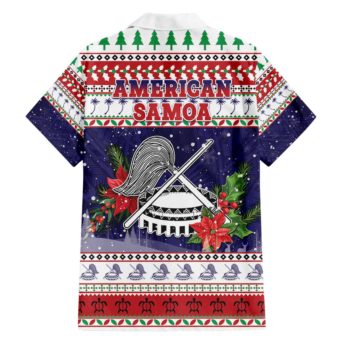 American Samoa Christmas Family Matching Off The Shoulder Long Sleeve Dress and Hawaiian Shirt Poinsettia La Maunia Le Kilisimasi LT05 - Polynesian Pride