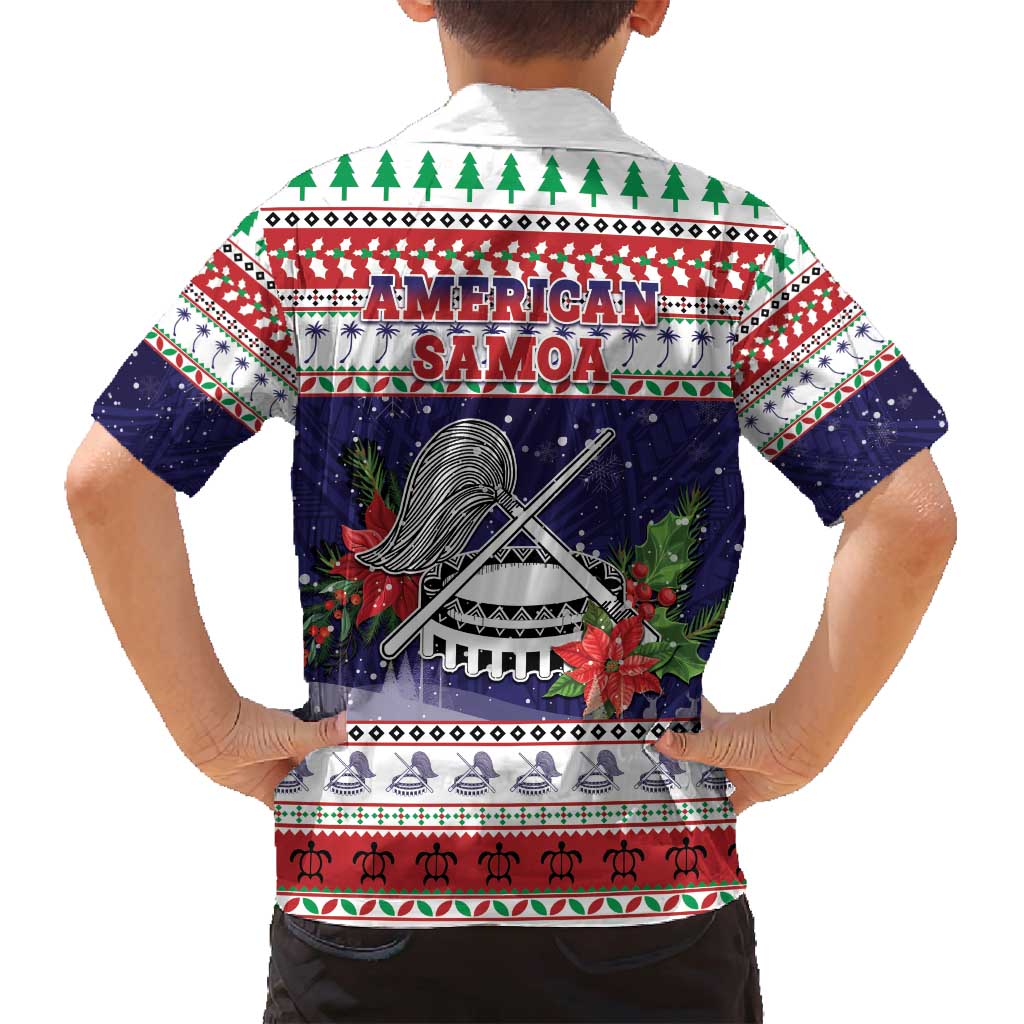 American Samoa Christmas Family Matching Puletasi and Hawaiian Shirt Poinsettia La Maunia Le Kilisimasi LT05 - Polynesian Pride