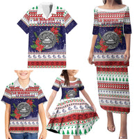 American Samoa Christmas Family Matching Puletasi and Hawaiian Shirt Poinsettia La Maunia Le Kilisimasi LT05 - Polynesian Pride